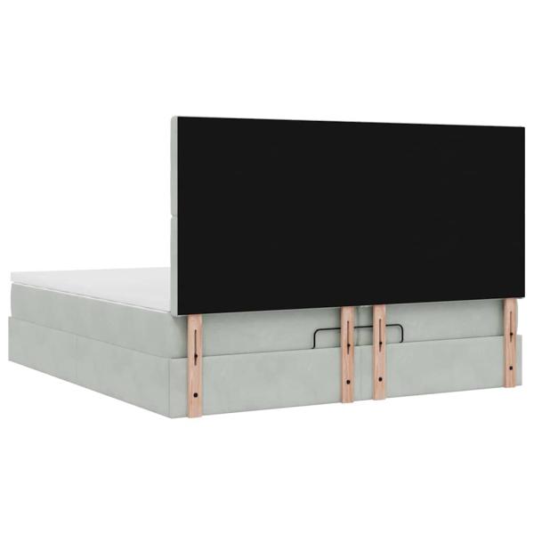 Ottoman-Bett mit Matratzen & LEDs Hellgrau 200x200 cm Samt