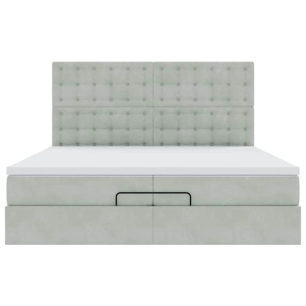 Ottoman-Bett mit Matratzen & LEDs Hellgrau 200x200 cm Samt
