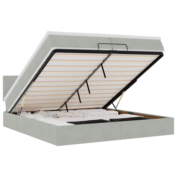 Ottoman-Bett mit Matratze Hellgrau 200x200 cm Samt