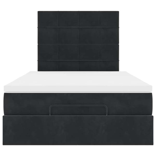 Ottoman-Bett mit Matratzen & LEDs Schwarz 120x200 cm Samt