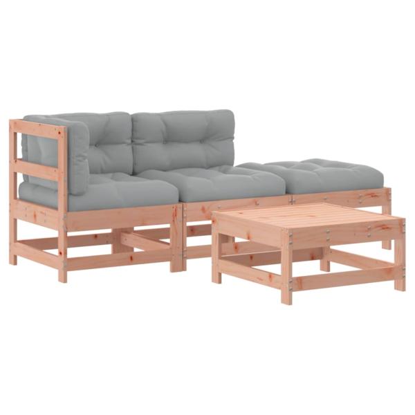 4-tlg. Garten-Lounge-Set mit Kissen Massivholz Douglasie