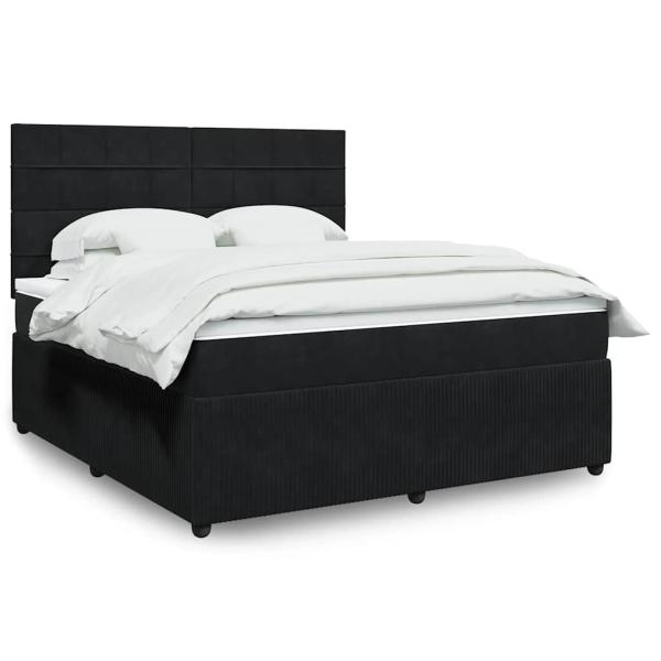 ARDEBO.de - Boxspringbett mit Matratze Schwarz 180x200 cm Samt