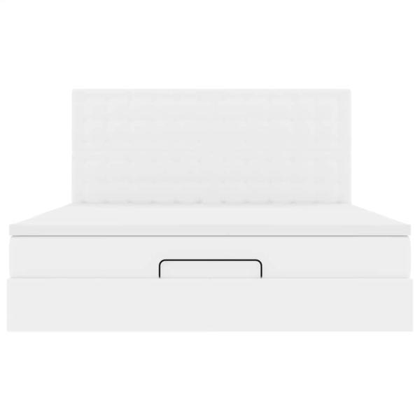 Ottoman-Bett mit Matratze & LEDs Weiß 180x200 cm Kunstleder