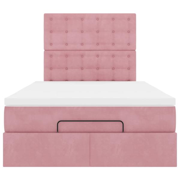 Ottoman-Bett mit Matratzen Rosa 120x200 cm Samt