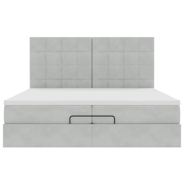 Ottoman-Bett mit Matratzen Hellgrau 200x200 cm Samt