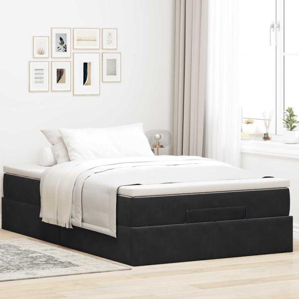 Ottoman-Bett mit Matratze Schwarz 120x200 cm Samt