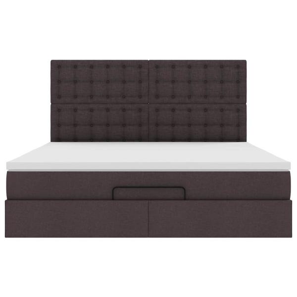 Ottoman-Bett mit Matratze & LEDs Dunkelbraun 160x200 cm Stoff