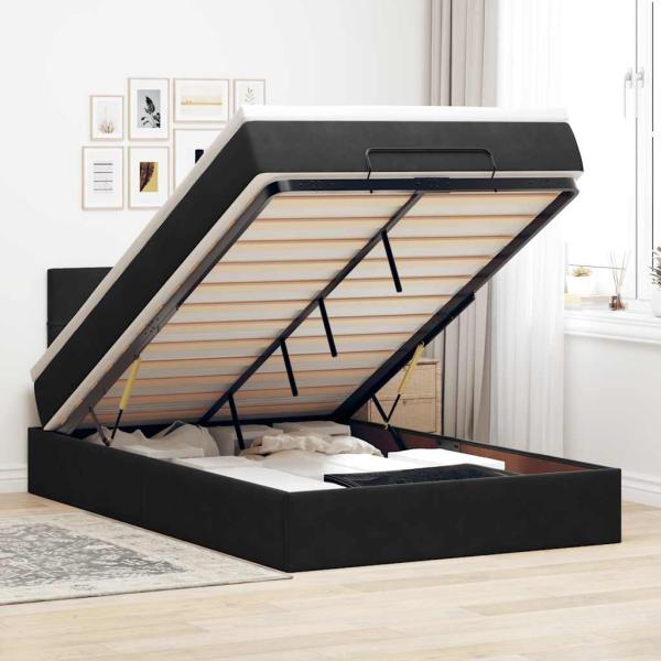 ARDEBO.de - Ottoman-Bett mit Matratze Schwarz 120x200 cm Samt
