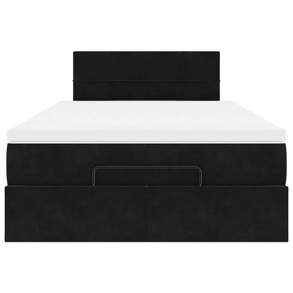 Ottoman-Bett mit Matratze Schwarz 120x200 cm Samt