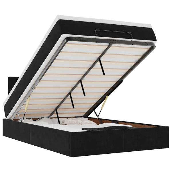 Ottoman-Bett mit Matratze & LEDs Schwarz 120x200 cm Samt