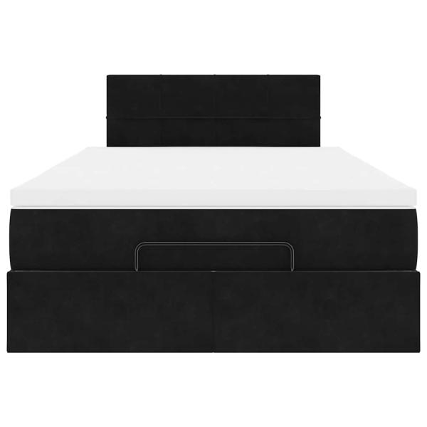 Ottoman-Bett mit Matratze & LEDs Schwarz 120x200 cm Samt