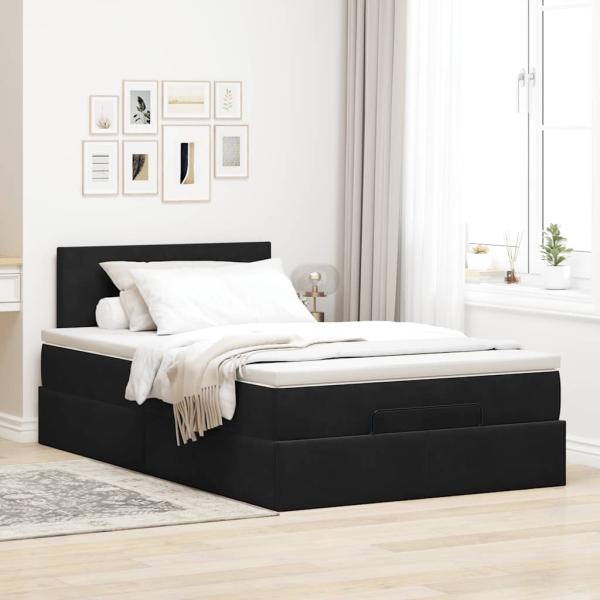 Ottoman-Bett mit Matratze Schwarz 120x200 cm Samt