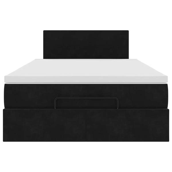 Ottoman-Bett mit Matratze Schwarz 120x200 cm Samt