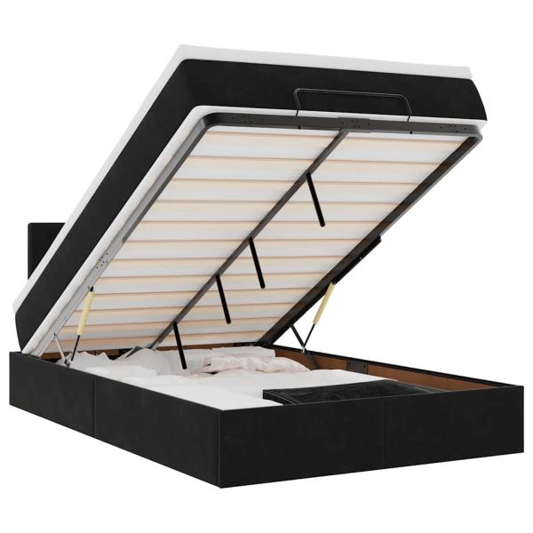 Ottoman-Bett mit Matratze Schwarz 120x200 cm Samt