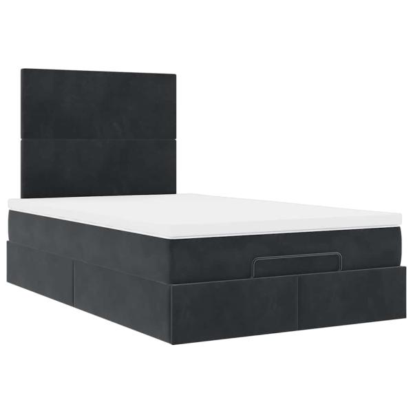 Ottoman-Bett mit Matratzen & LEDs Schwarz 120x200 cm Samt