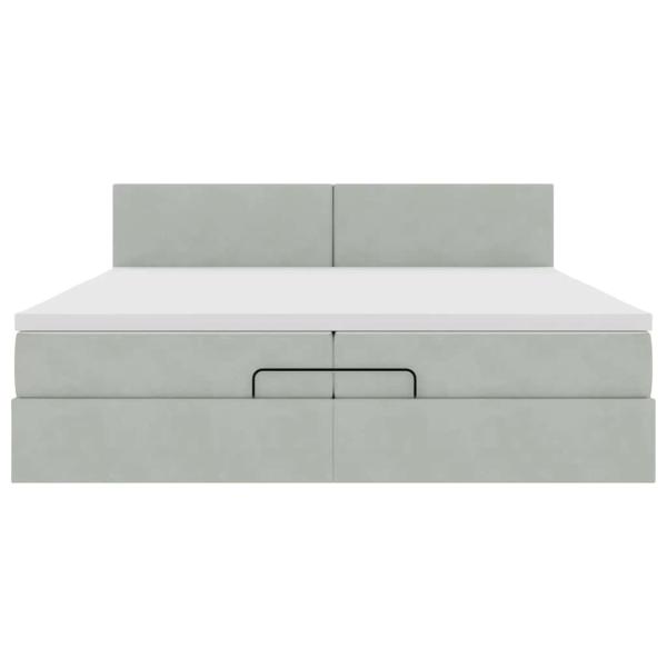 Ottoman-Bett mit Matratzen & LEDs Hellgrau 200x200 cm Samt