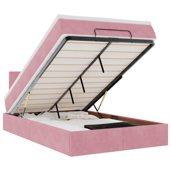 Ottoman-Bett mit Matratze & LEDs Rosa 120x200 cm Samt
