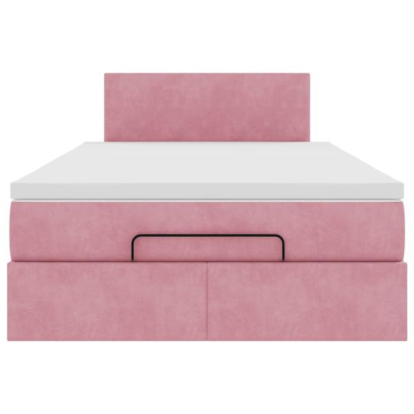 Ottoman-Bett mit Matratze & LEDs Rosa 120x200 cm Samt