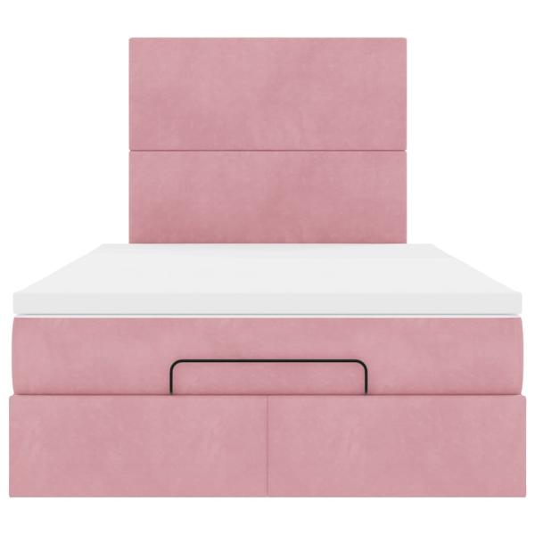 Ottoman-Bett mit Matratzen Rosa 120x200 cm Samt