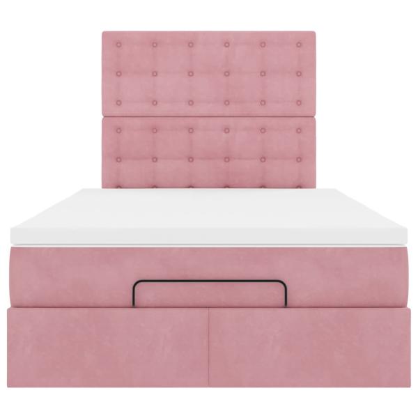 Ottoman-Bett mit Matratzen & LEDs Rosa 120x200 cm Samt