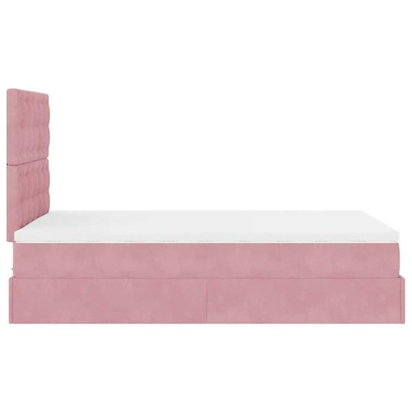 Ottoman-Bett mit Matratzen & LEDs Rosa 120x200 cm Samt