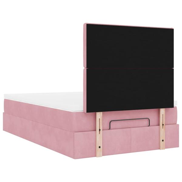 Ottoman-Bett mit Matratzen & LEDs Rosa 120x200 cm Samt