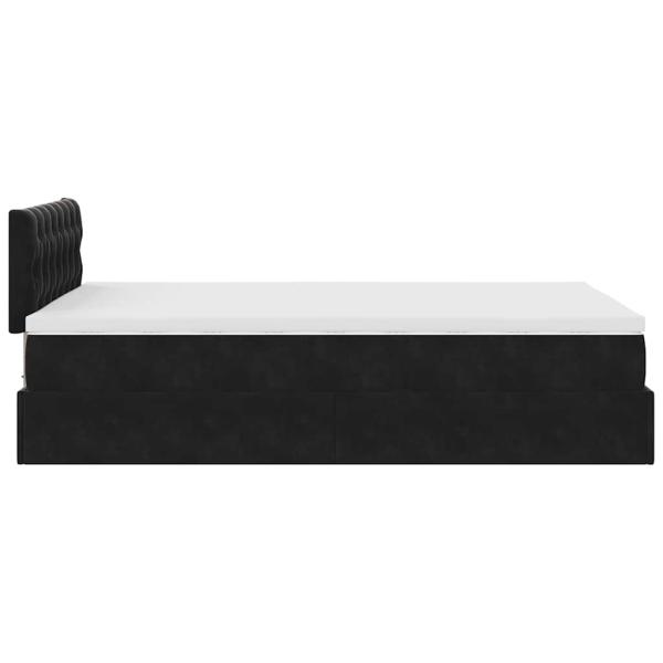 Ottoman-Bett mit Matratze & LEDs Schwarz 120x200 cm Samt