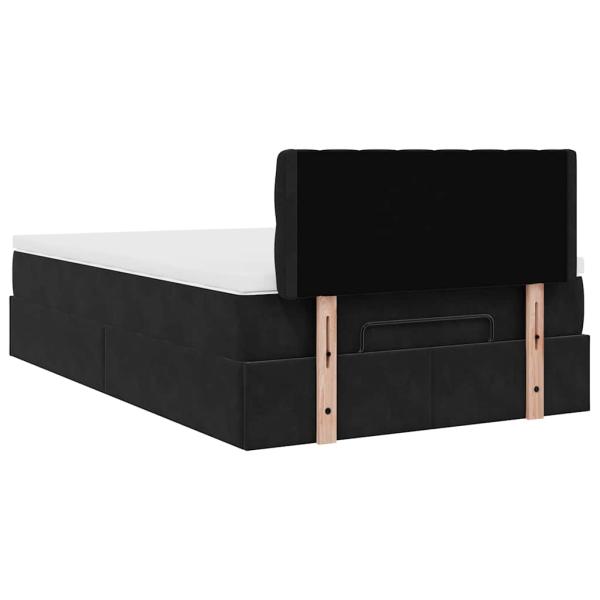 Ottoman-Bett mit Matratze & LEDs Schwarz 120x200 cm Samt