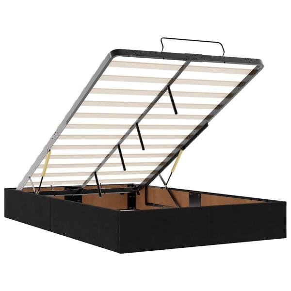 Ottoman-Bett mit Matratze & LEDs Schwarz 120x200 cm Samt