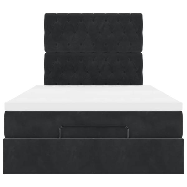 Ottoman-Bett mit Matratzen & LEDs Schwarz 120x200 cm Samt