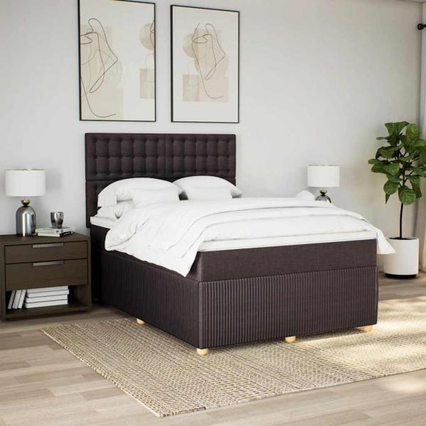 Boxspringbett mit Matratze Dunkelbraun 160x200 cm Stoff