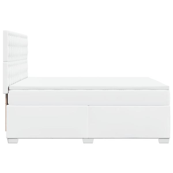 Boxspringbett mit Matratze Weiß 160x200 cm Kunstleder