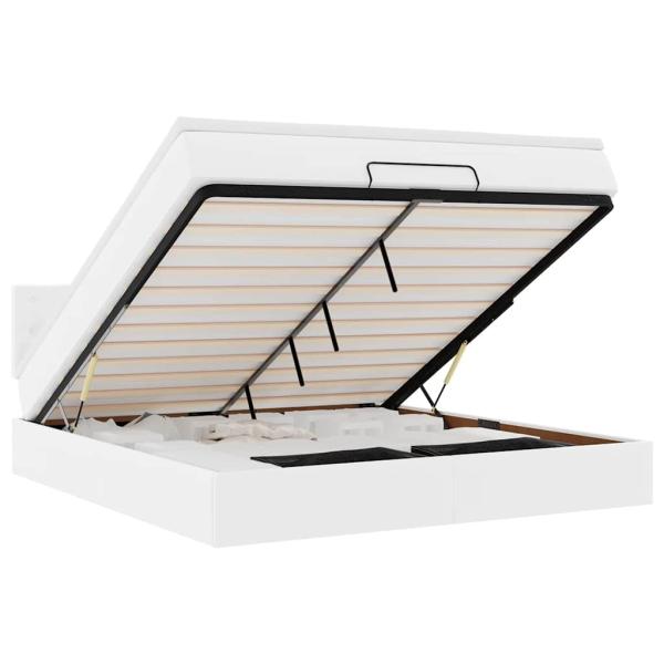 Ottoman-Bett mit Matratze Weiß 160x200 cm Kunstleder