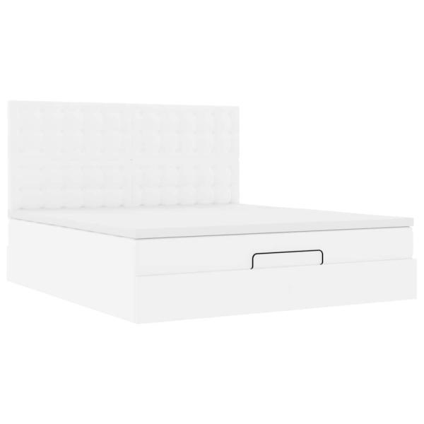 Ottoman-Bett mit Matratze Weiß 180x200 cm Kunstleder