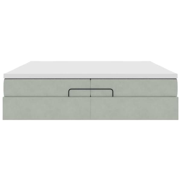 Ottoman-Bett mit Matratzen Hellgrau 200x200 cm Samt