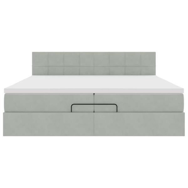 Ottoman-Bett mit Matratzen & LEDs Hellgrau 200x200 cm Samt