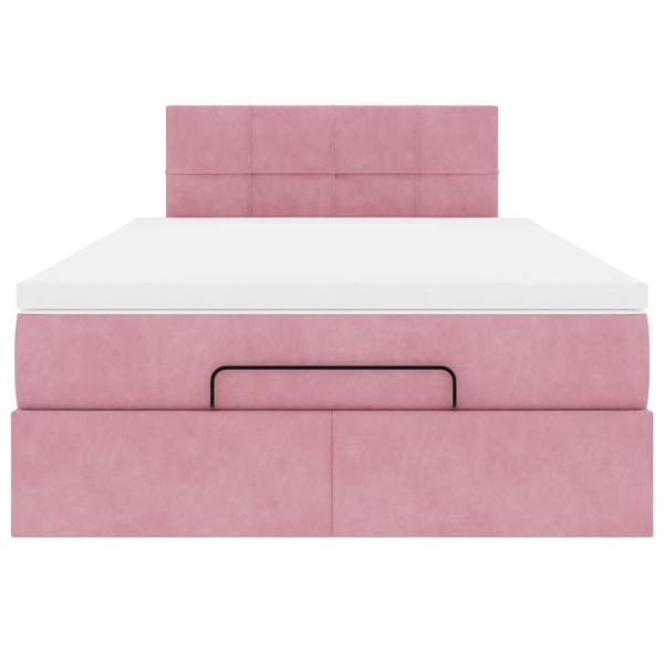 Ottoman-Bett mit Matratze & LEDs Rosa 120x200 cm Samt