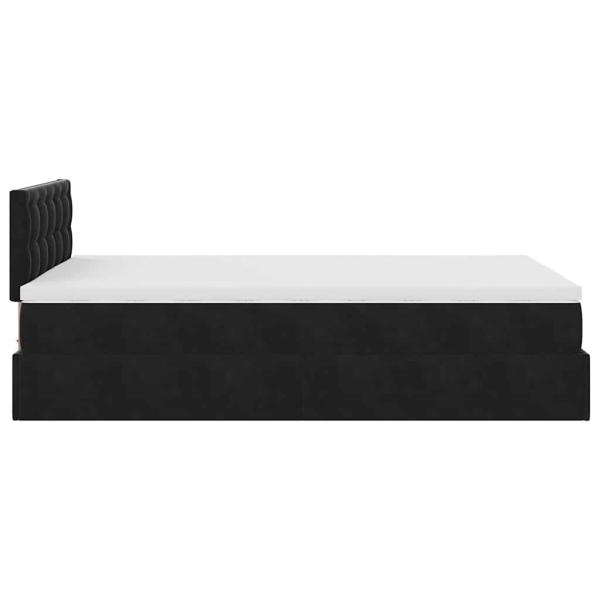 Ottoman-Bett mit Matratze & LEDs Schwarz 120x200 cm Samt