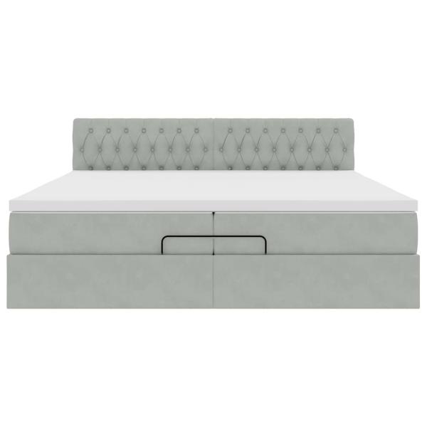 Ottoman-Bett mit Matratze Hellgrau 200x200 cm Samt