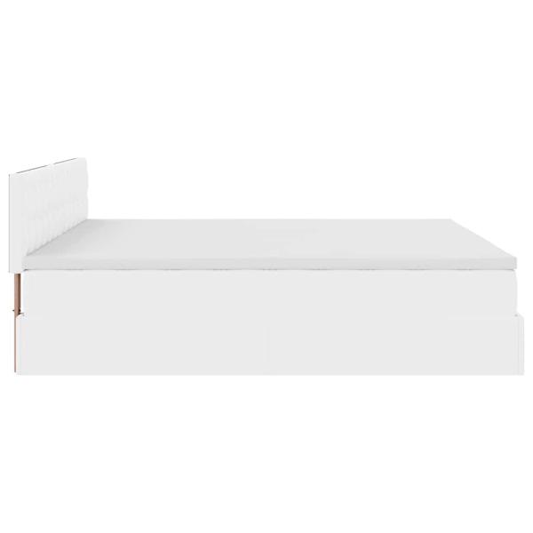 Ottoman-Bett mit Matratzen & LEDs Reinweiß 160x200cm Kunstleder
