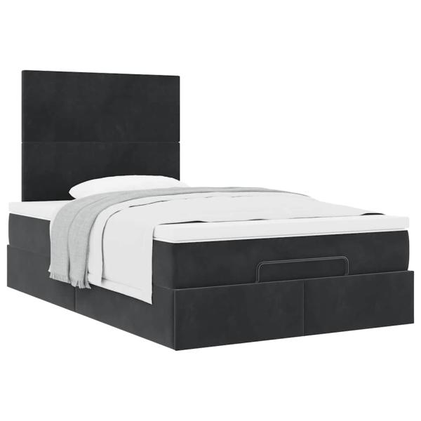 Ottoman-Bett mit Matratzen Schwarz 120x200 cm Samt