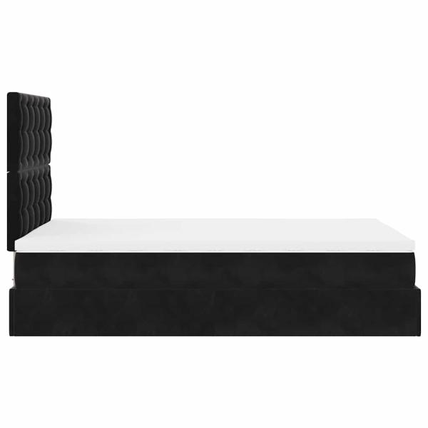 Ottoman-Bett mit Matratzen & LEDs Schwarz 120x200 cm Samt