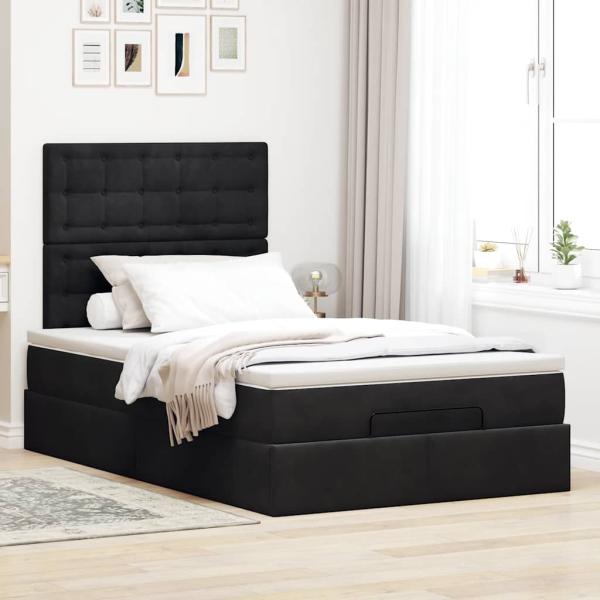 Ottoman-Bett mit Matratzen Schwarz 120x200 cm Samt