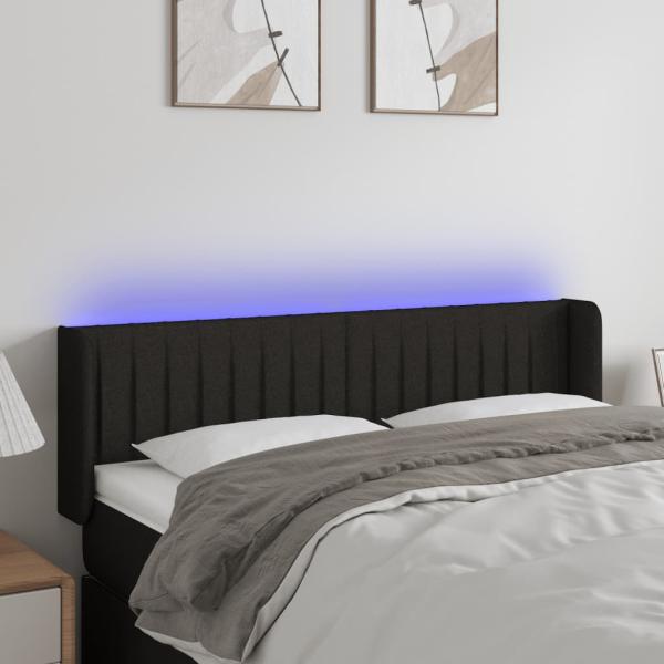 ARDEBO.de - LED Kopfteil Schwarz 147x16x78/88 cm Stoff
