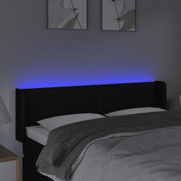 LED Kopfteil Schwarz 147x16x78/88 cm Stoff
