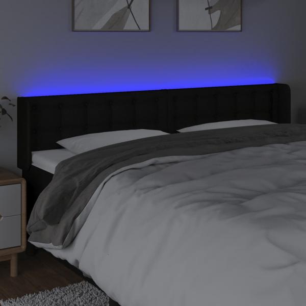 LED Kopfteil Schwarz 203x16x78/88 cm Stoff