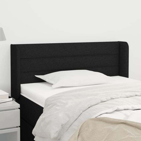 ARDEBO.de - Kopfteil mit Ohren Schwarz 103x16x78/88 cm Stoff