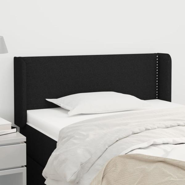 ARDEBO.de - Kopfteil mit Ohren Schwarz 93x16x78/88 cm Stoff