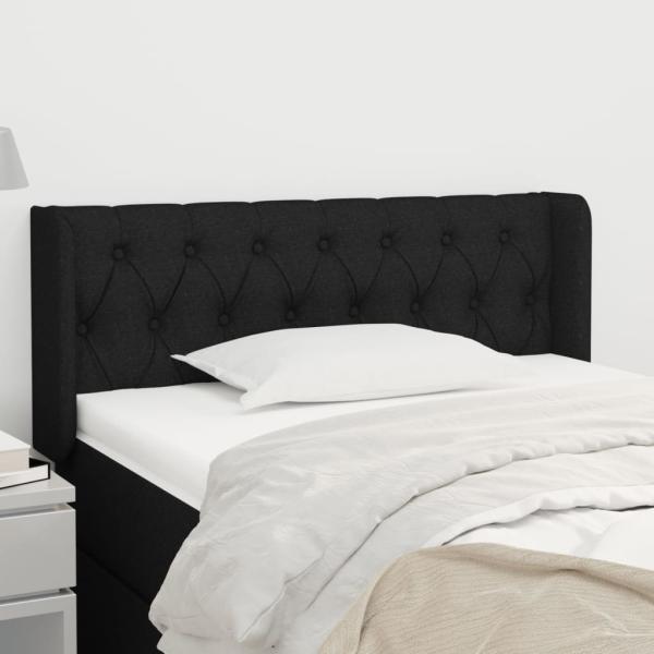 ARDEBO.de - Kopfteil mit Ohren Schwarz 93x16x78/88 cm Stoff