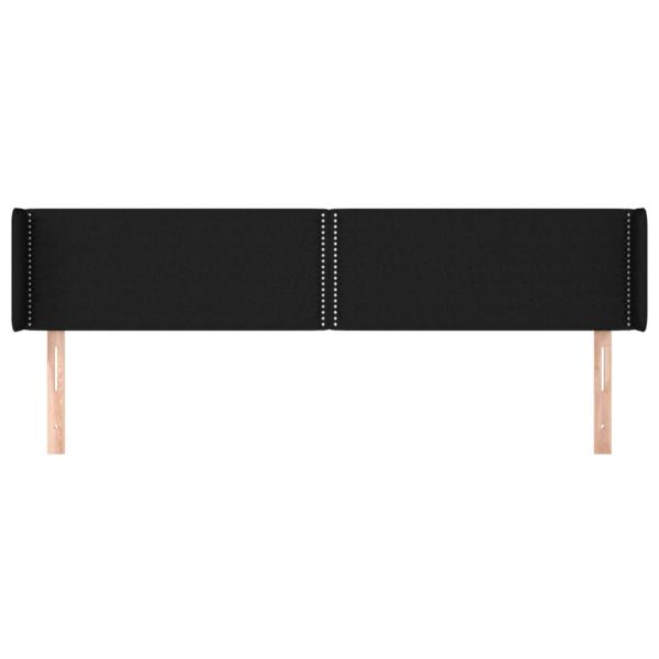 Kopfteil mit Ohren Schwarz 203x16x78/88 cm Stoff
